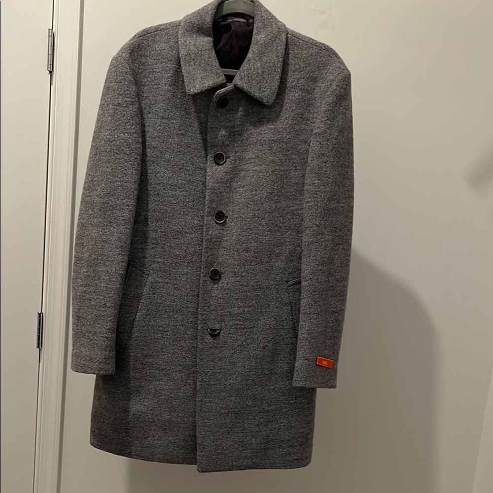 TALLIA Gray Trench Coat Wool Blend Classic Design